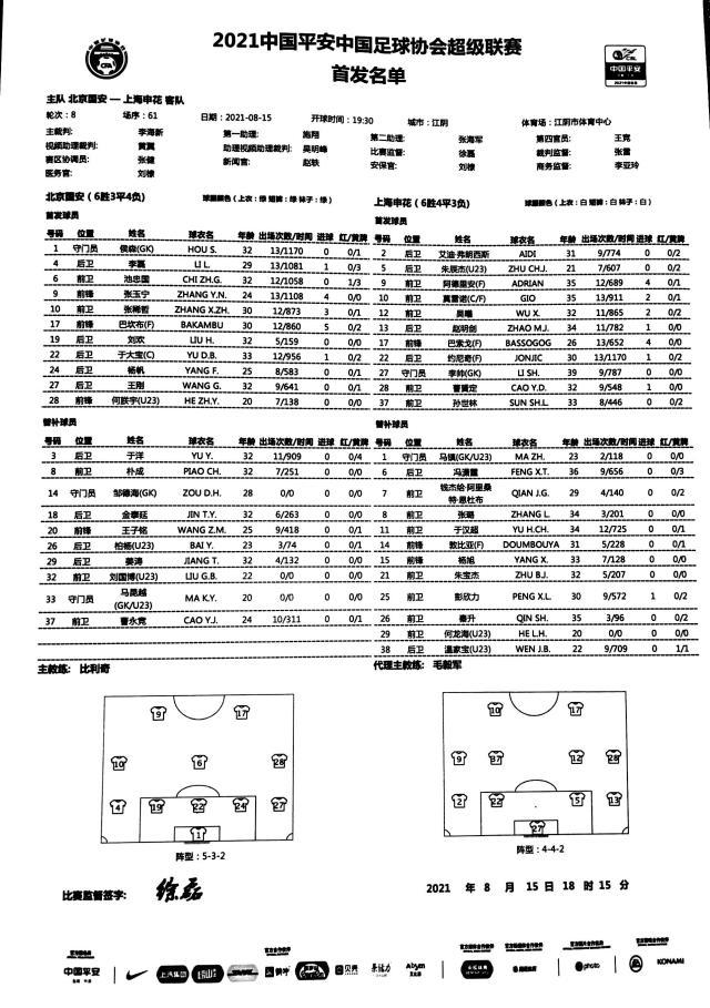 优直播-国安vs申花：巴坎布单挑4外援 巴索戈阿德里安出战